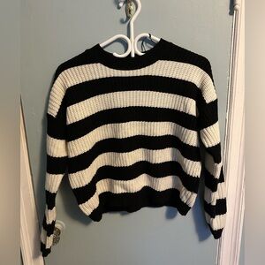 Streetwear Society Black and White Striped Sweater